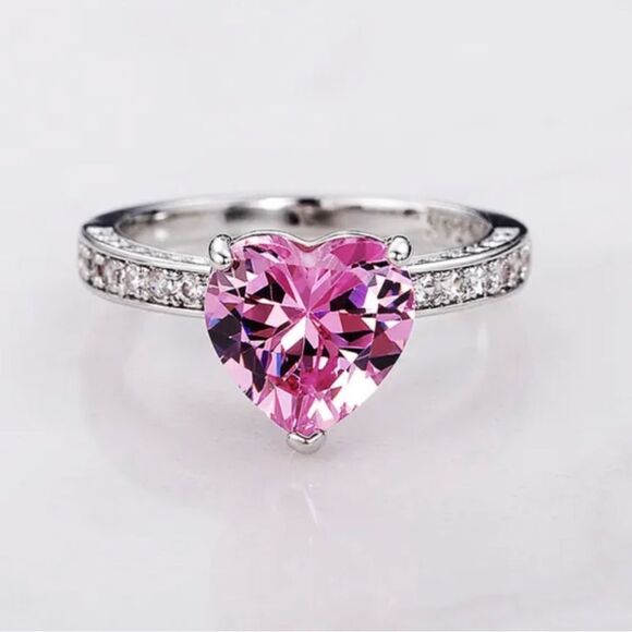 PINK SAPPHIRE HEART RING - Picture 4 of 4